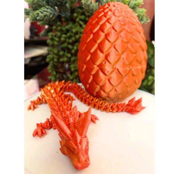 3D Printed Dragon Eggs with Dragon Inside, Articulated Crystal Dragon 12 Inches - Picture 7 of 10